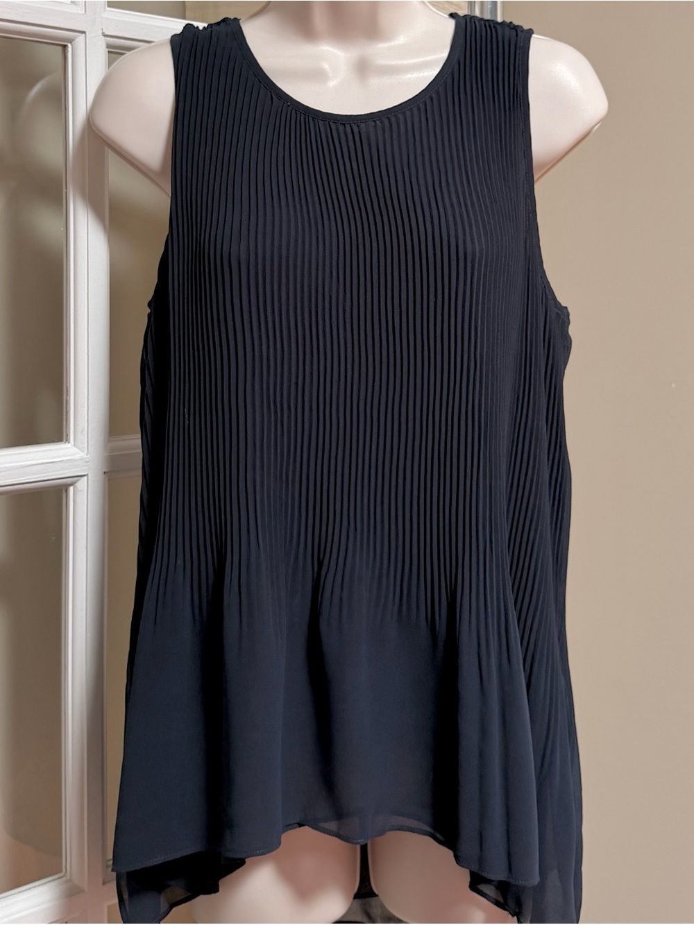 Zara Black Pleated Sleeveless Tank Top